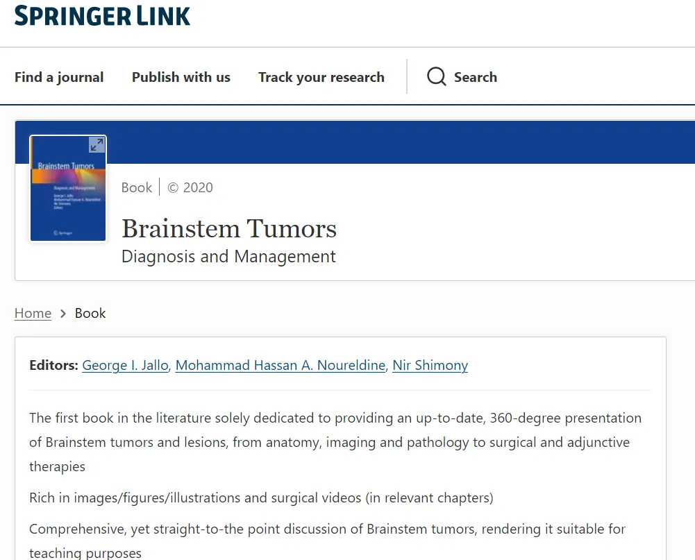 2020年出版的國際腦干手術(shù)專著《Brainstem Tumors》圖片