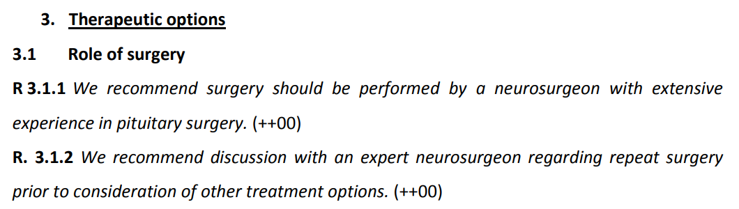 2018年1月《European Journal of Endocrinology》發(fā)布了歐洲內(nèi)分泌協(xié)會授權(quán)的指南(European society of Endocrinology Clinical Practice Guidelines for the management of aggressive pituitary tumours and carcinomas)(DOI:10.1530/EJE-17-0796)。