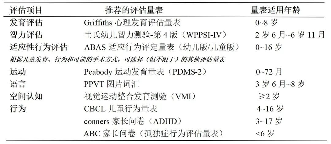 (表2)低齡癲癇兒童術(shù)前發(fā)育評(píng)估推薦項(xiàng)目